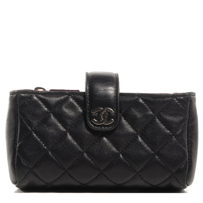 Chanel Lambskin Quilted Mini Phone Holder Clutch Black 1 of 7