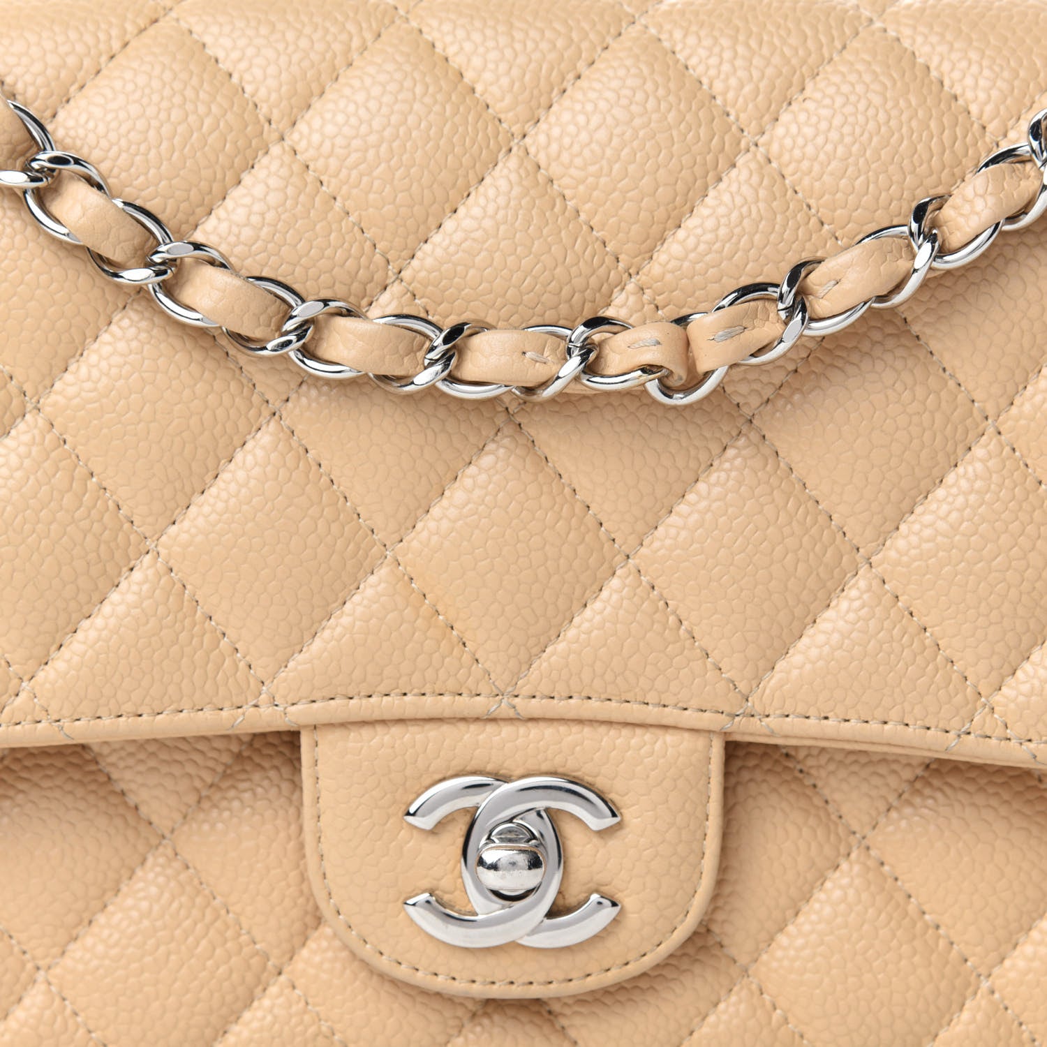 Chanel Caviar Quilted Medium Double Flap Beige Clair 16 of 17