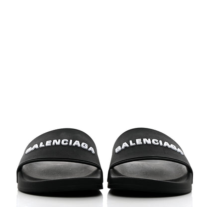 Balenciaga Rubber Womens Logo Pool Slide Sandals 37 Black 2 of 16
