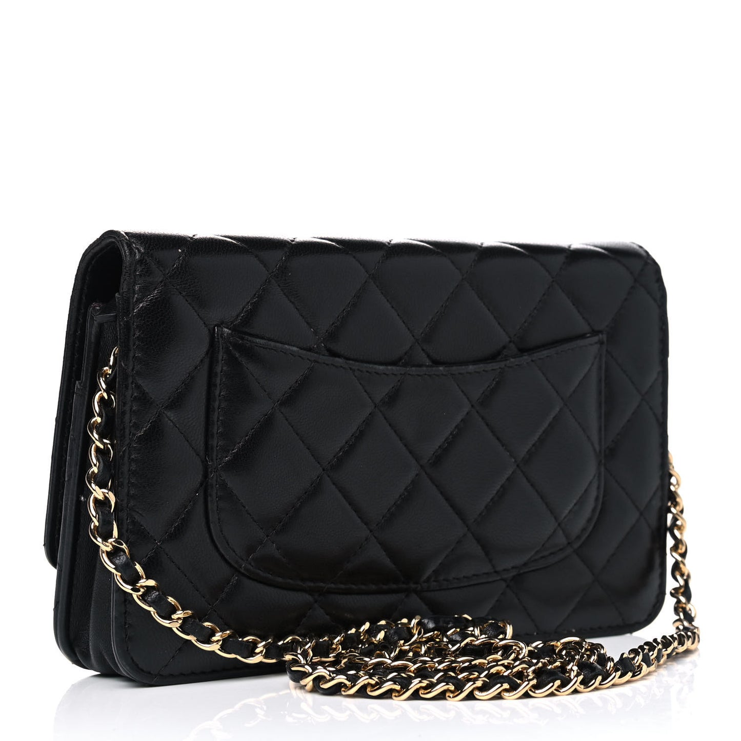 Lambskin Quilted Wallet On Chain WOC Black