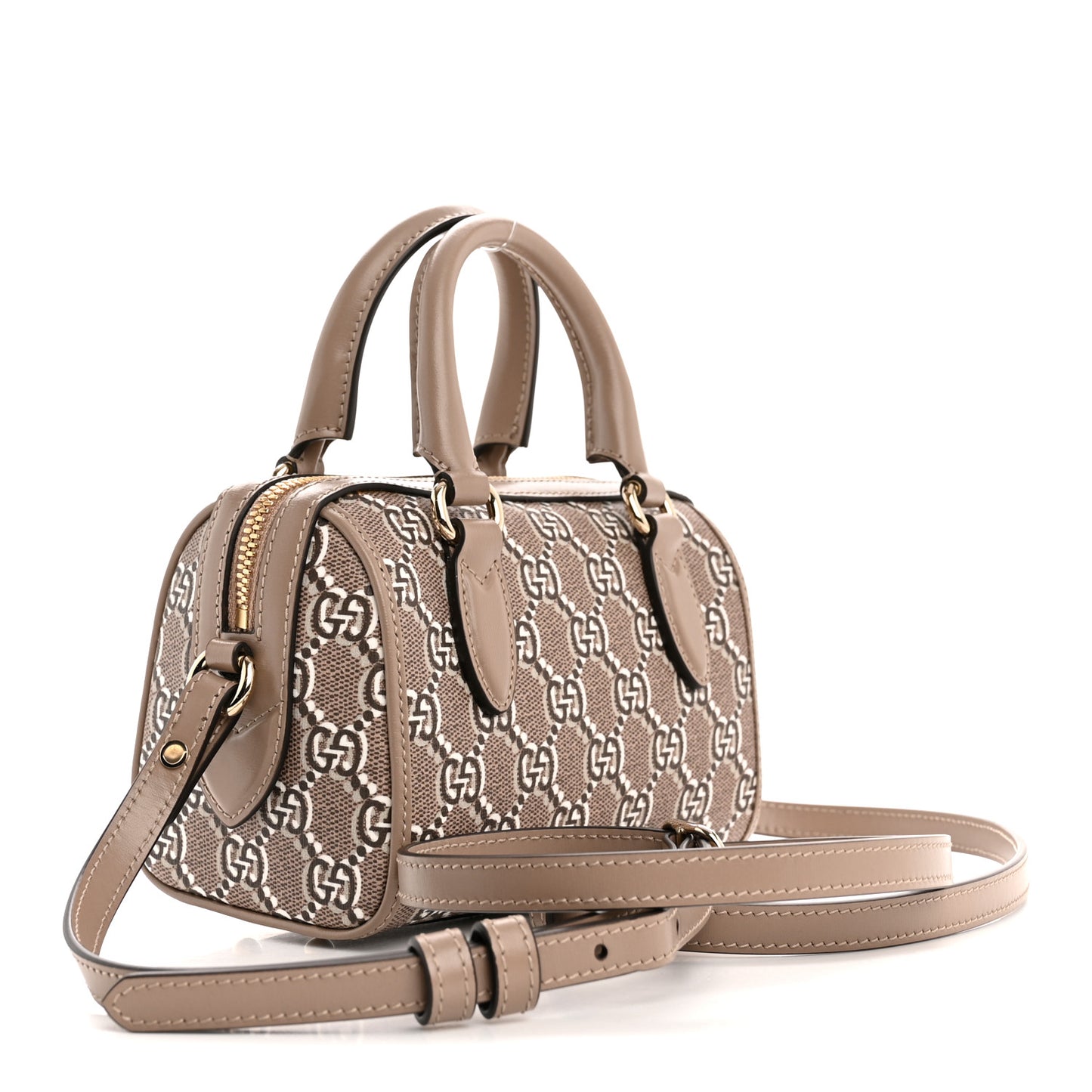 GG Shadow Monogram Super Mini Ophidia Top Handle Bowler Bag Taupe
