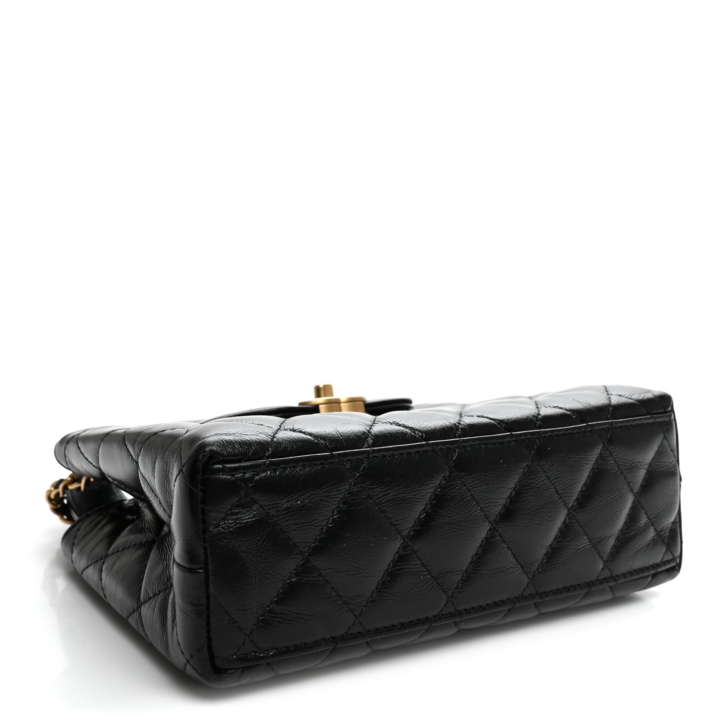 Chanel Shiny Aged Calfskin Quilted Nano Kelly Shopper Black 4 of 10