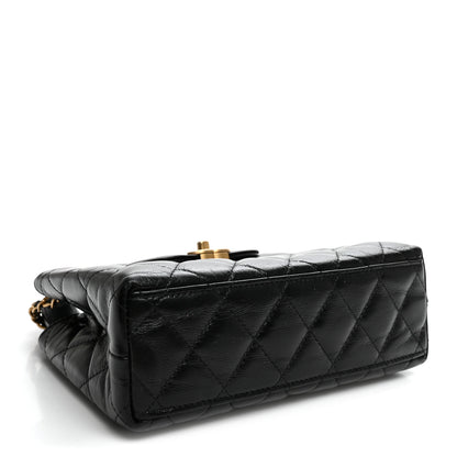Chanel Shiny Aged Calfskin Quilted Nano Kelly Shopper Black 4 of 10
