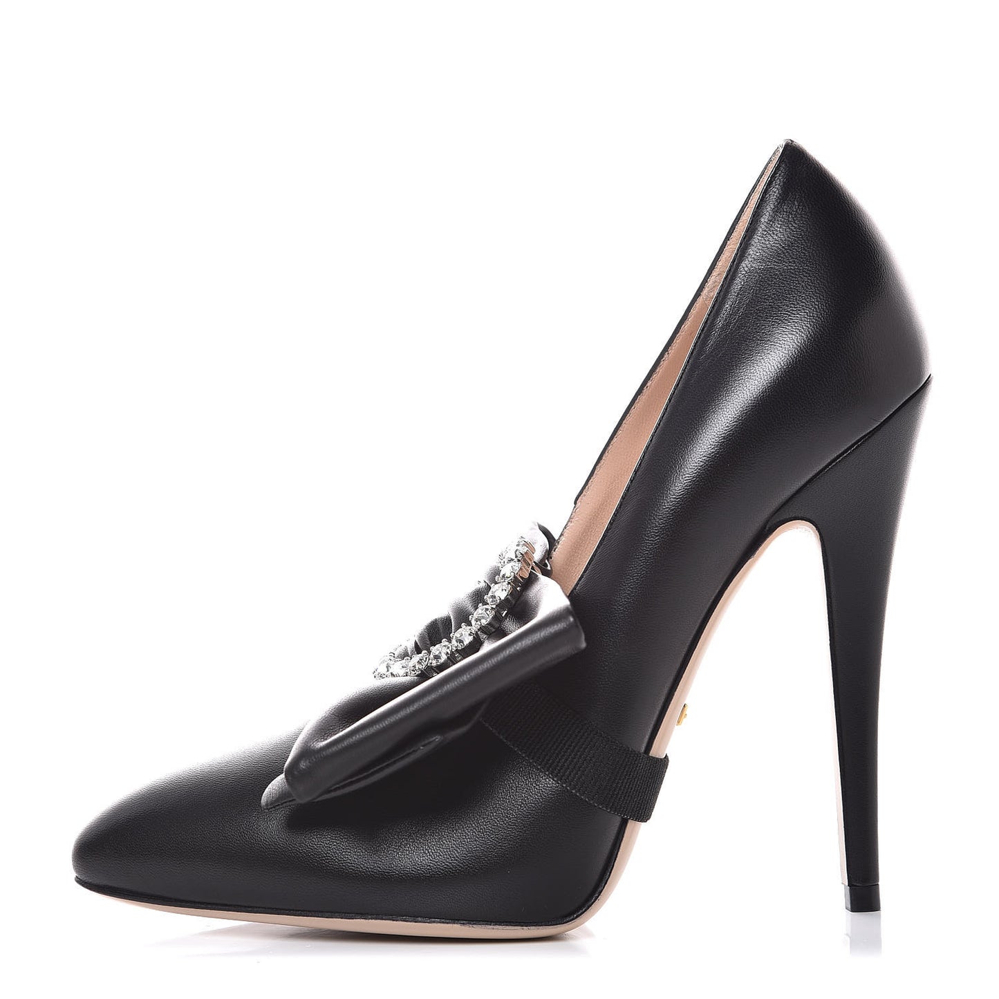 Nappa Removable Bow Elaisa Platform High Heel Pumps 36.5 Black