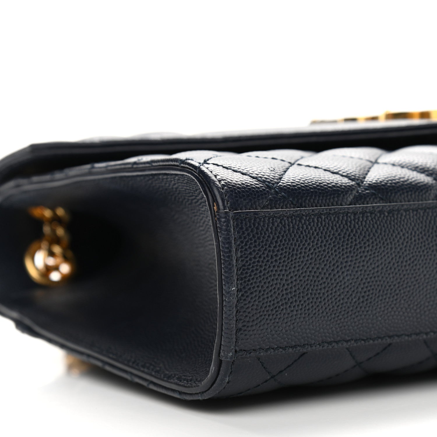 Saint Laurent Grain De Poudre Textured Mixed Matelasse Triquilt Medium Monogram Satchel Deep Marine 8 of 15