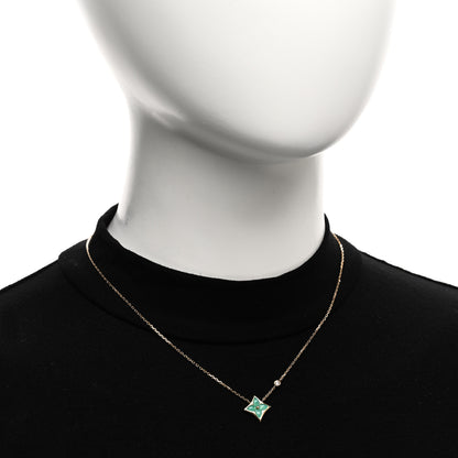 Louis Vuitton 18K Yellow Gold Diamond Amazonite Color Blossom BB Star Pendant Necklace 2 of 6