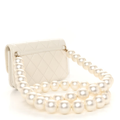 Chanel Calfskin Quilted Maxi Pearls Clutch With Chain White 3 of 13
