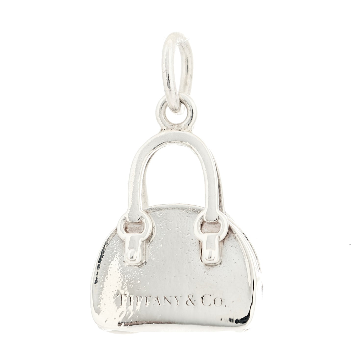 Sterling Silver Enamel Shopping Bag Heart Charm Blue