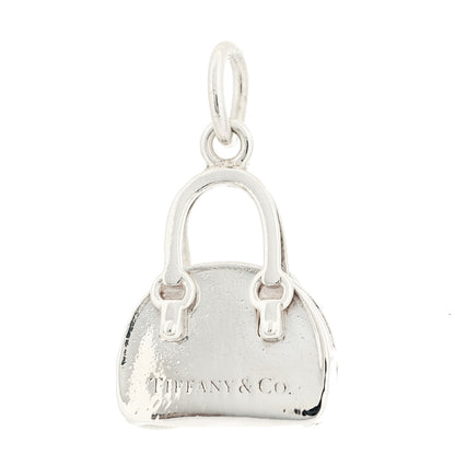 Tiffany Sterling Silver Enamel Shopping Bag Heart Charm Blue 3 of 4