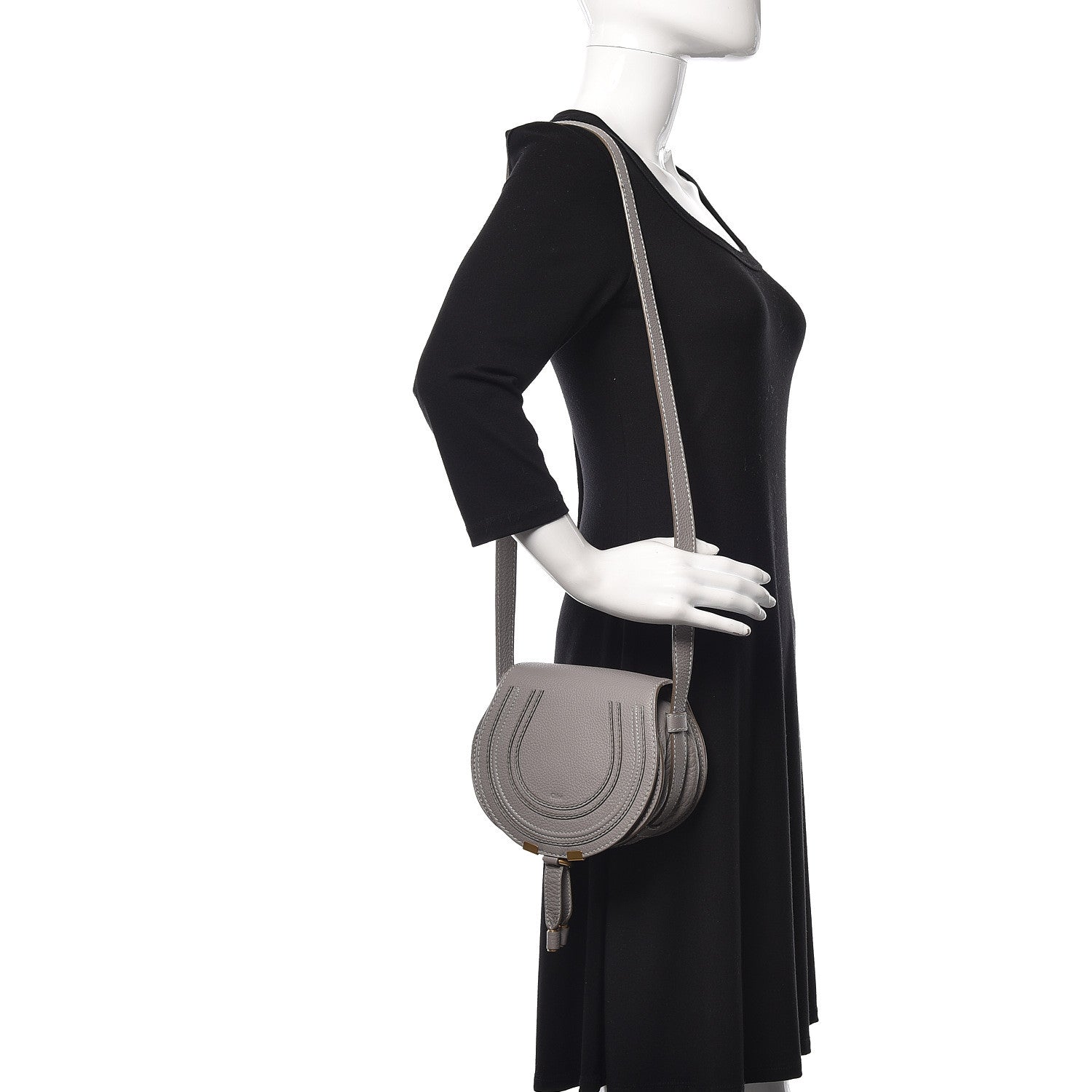 Chloe Calfskin Mini Marcie Round Crossbody Bag Cashmere Grey 2 of 10