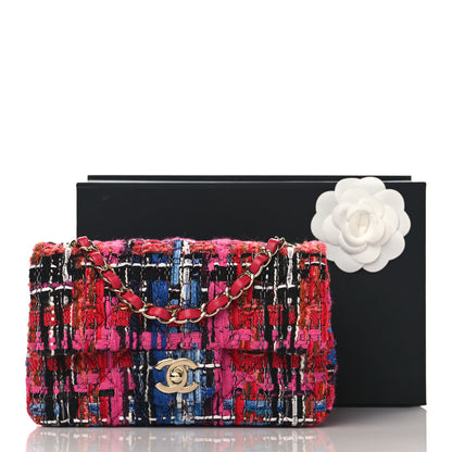 Chanel Tweed Quilted Mini Rectangular Flap Red Pink Black 10 of 10