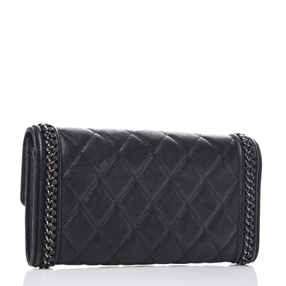 Chanel Calfskin Quilted Boy Chain Around Flap Wallet Black 3 of 11