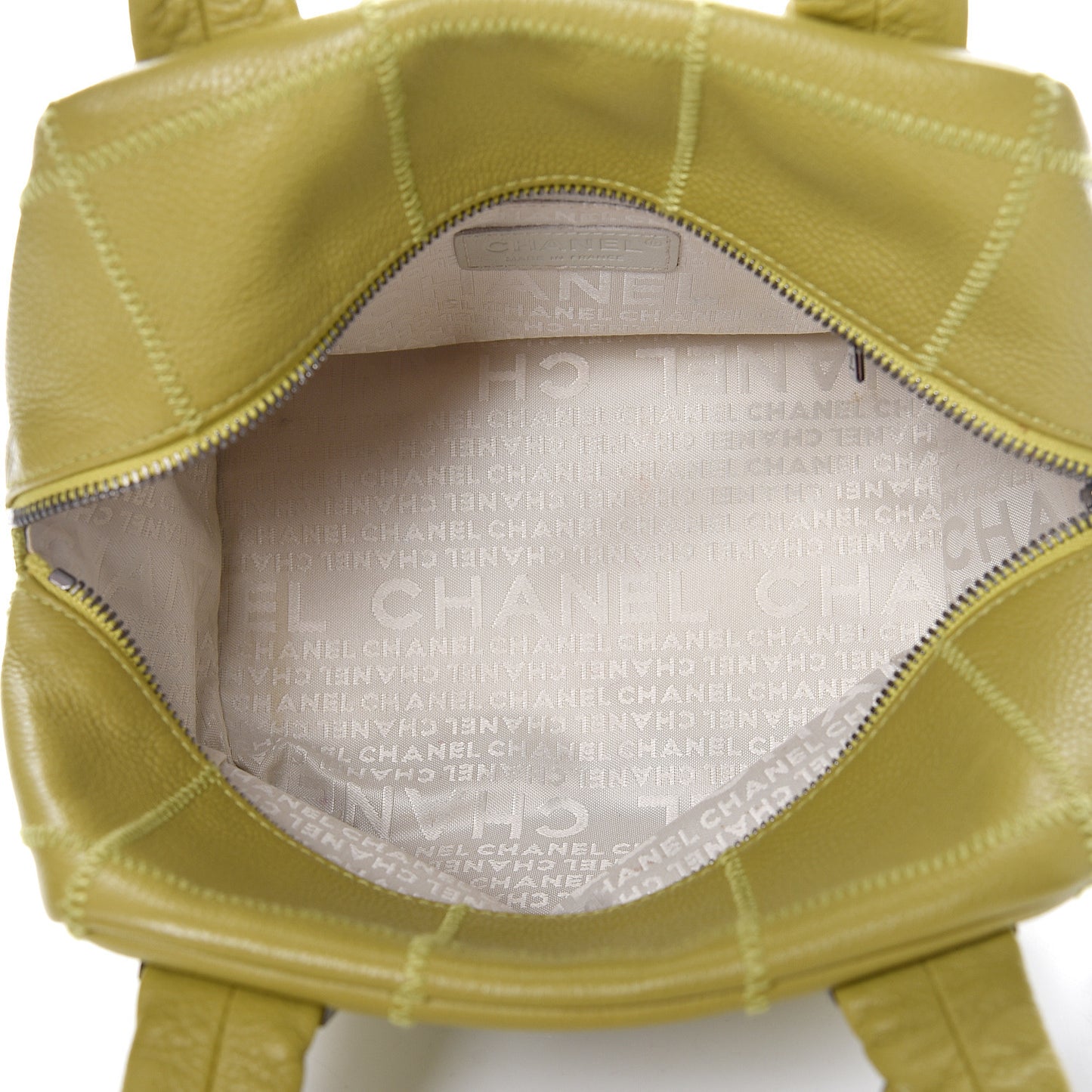 Caviar Square Stitched Tote Chartreuse
