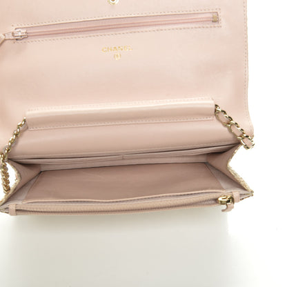 Chanel Metallic Python Wallet On Chain WOC Light Pink 5 of 8