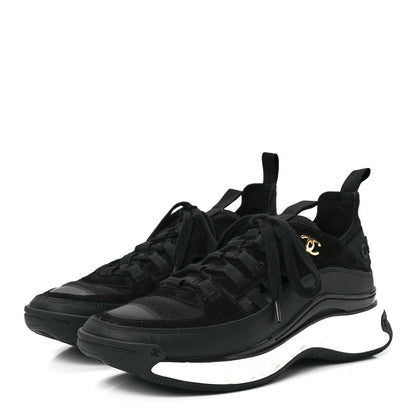 Chanel Velvet Calfskin Mixed Fibers CC Sneakers 39 Black 3 of 9