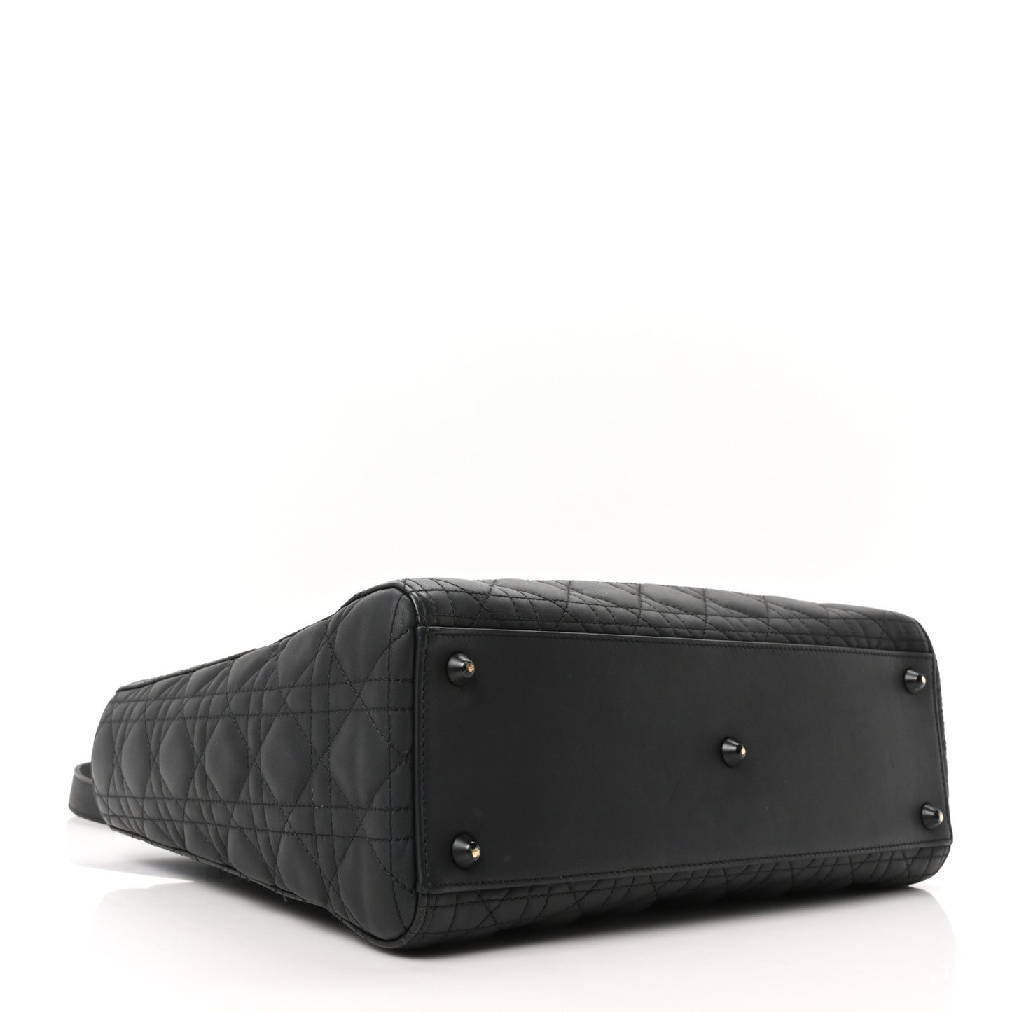 Ultra Matte Calfskin Cannage Large Lady Dior Black