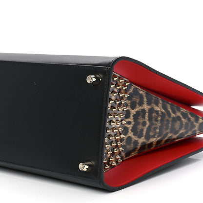 Christian Louboutin Calfskin Patent Leopard Spiked Large Paloma Black 11 of 12