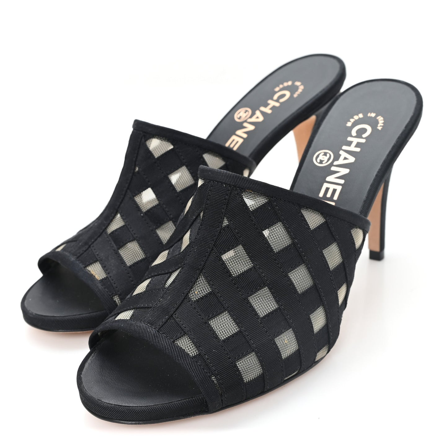 Mesh Grosgrain CC Mules 37 Black 37