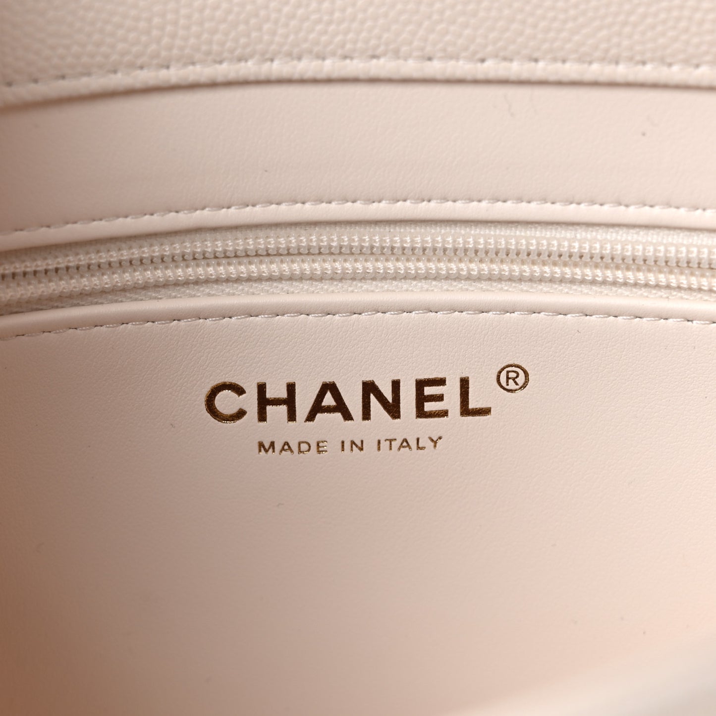 Shiny Caviar Preppy Coco Small Flap White