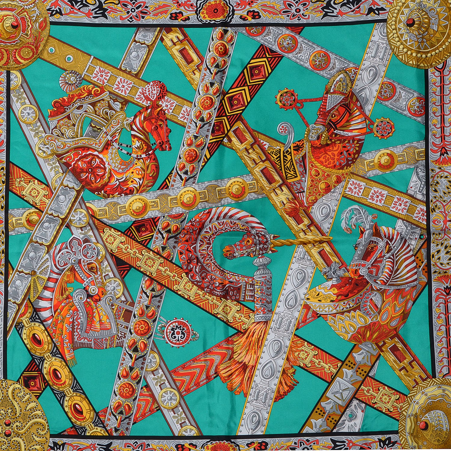 Hermes Silk Le Songe De La Licorne Scarf 90 1 of 6