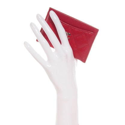 Chanel Caviar Quilted Card Holder Red 2 of 8