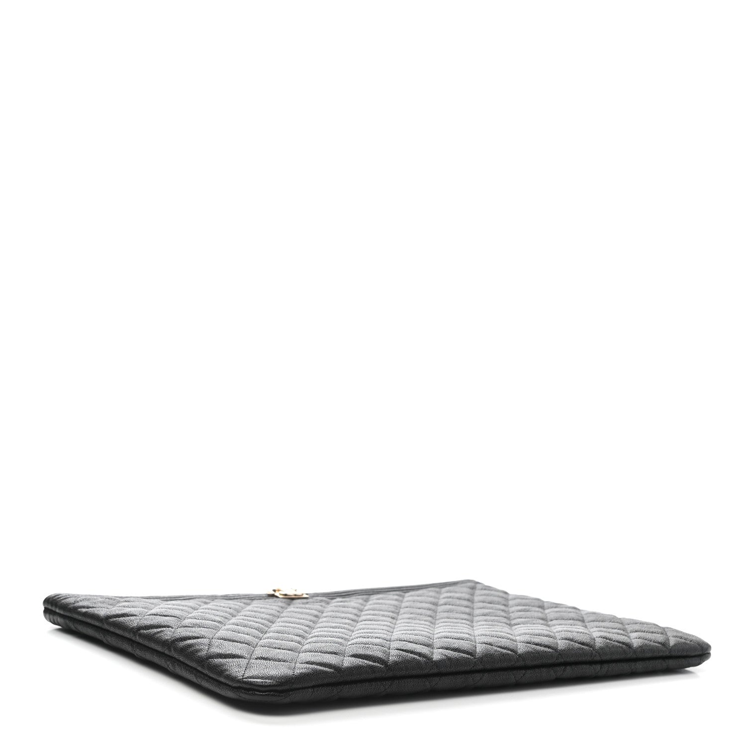 Chanel Lambskin Quilted Large Boy Zip Pouch Black 4 of 8