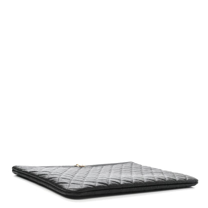 Chanel Lambskin Quilted Large Boy Zip Pouch Black 4 of 8
