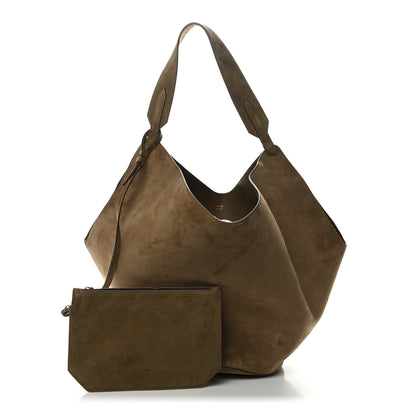 Khaite Suede Calfskin Medium Lotus Tote Mud 3 of 10