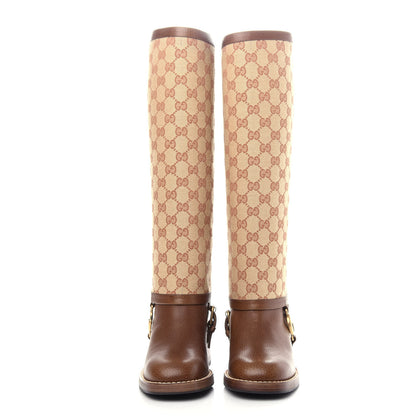 Gucci GG Monogram Calfskin Lola Tall Boots 36 Beige Ruggine Cuir 2 of 9
