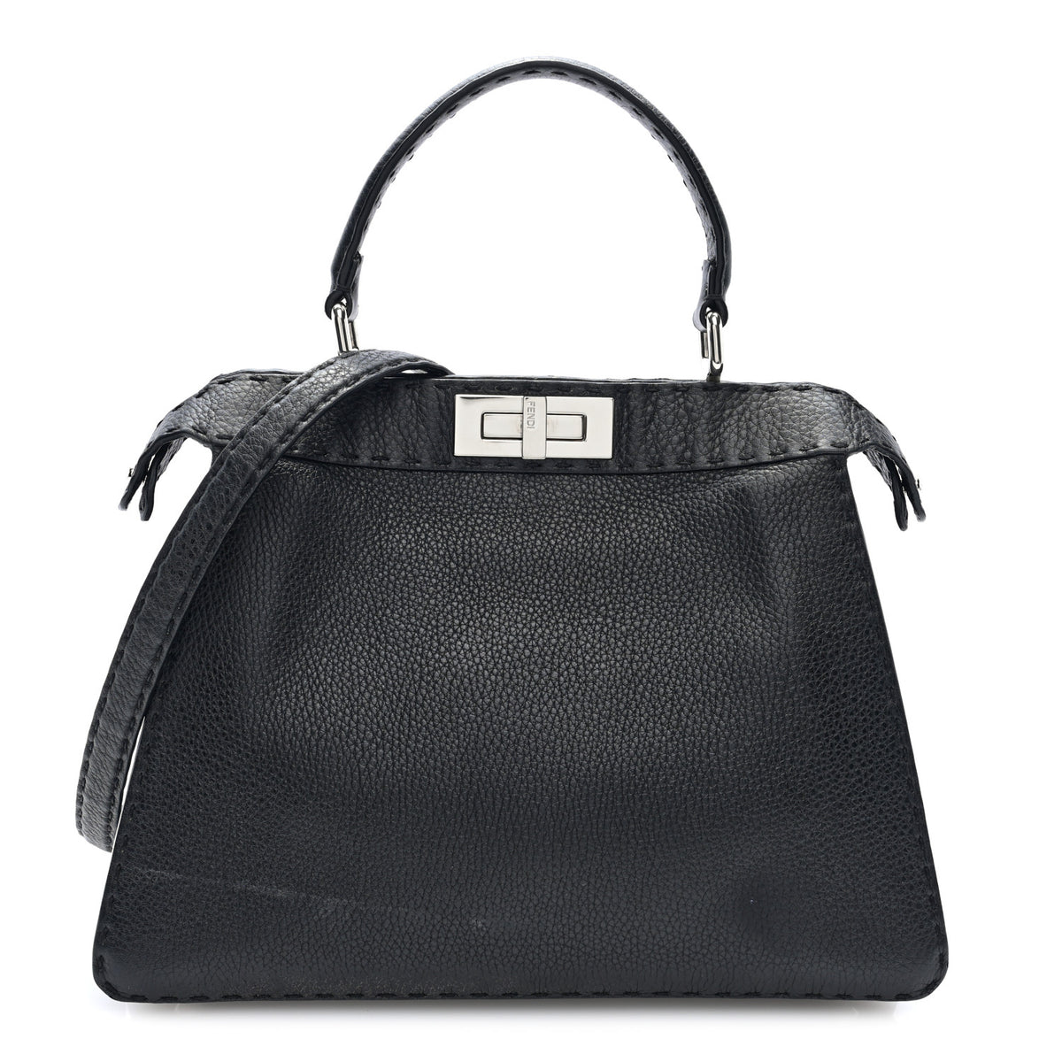 Fendi Cuoio Romano Selleria Chamois Medium Peekaboo I SEE U Satchel Black Camel Sunflower 1 of 9