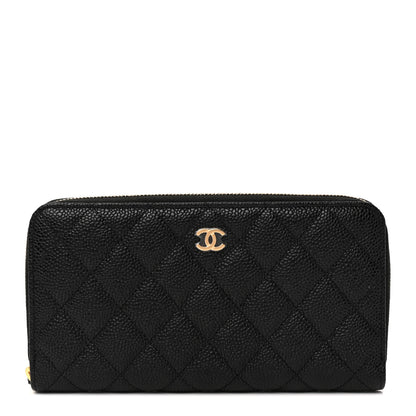 Chanel Caviar Quilted Large Gusset Zip Around Wallet Black 1 of 8
