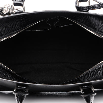 Alexander McQueen Calfskin Lizard Embossed Small Skull Padlock Zip Around Tote Black 5 of 7