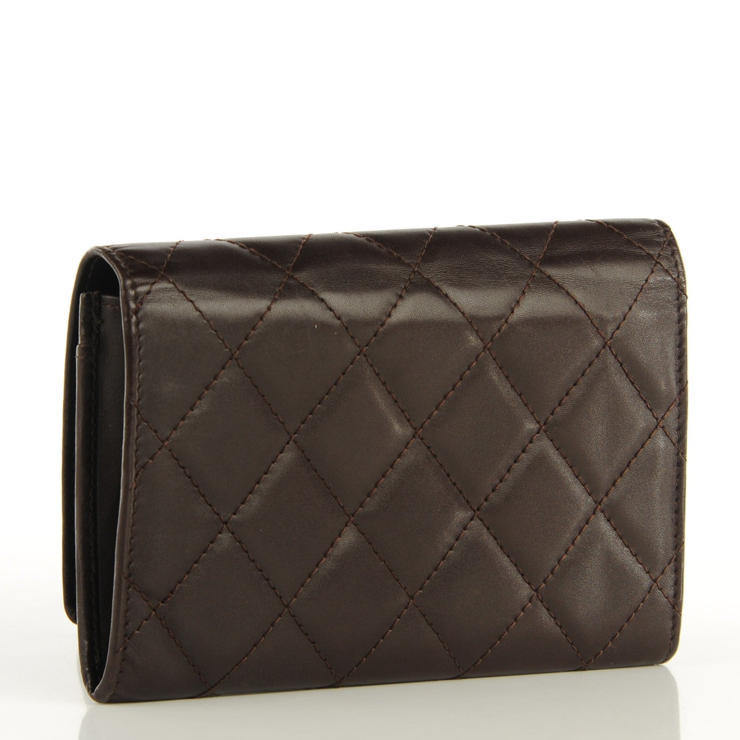 Chanel Calfskin Quilted Cambon Quilted Flap Wallet Dark Brown 3 of 8