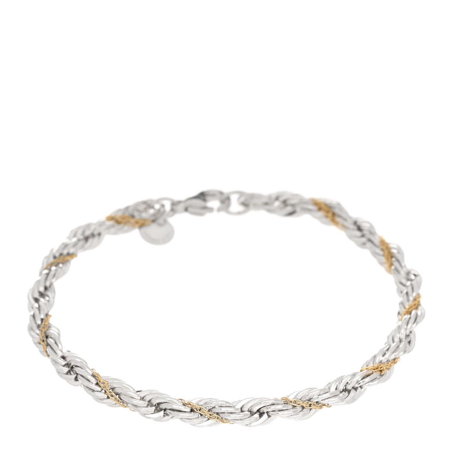 Sterling Silver 18K Yellow Gold Rope Chain Bracelet