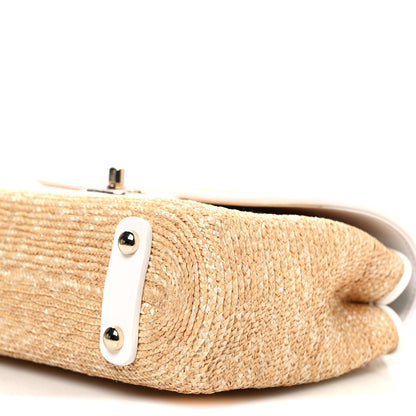 Chanel Raffia Lambskin Small Flap Bag Beige White 10 of 10