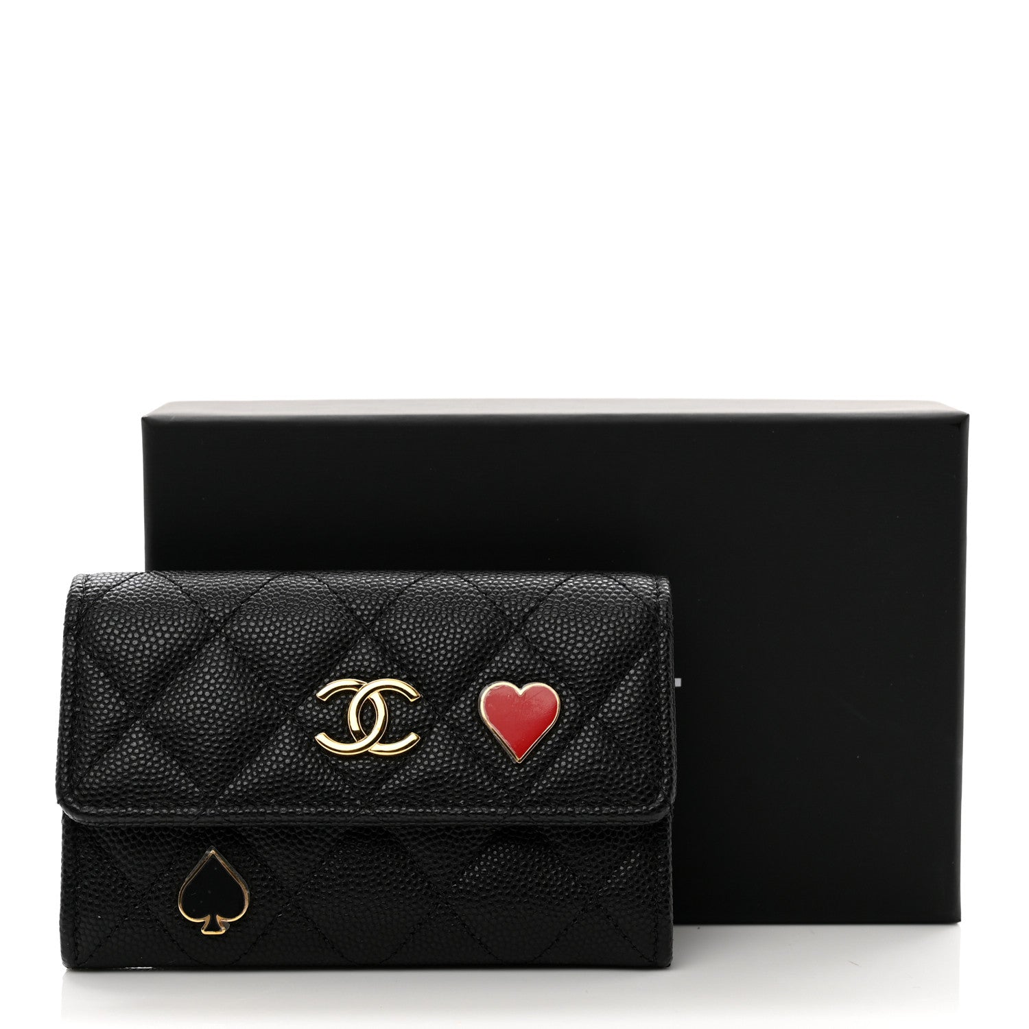 Chanel Caviar Quilted Enamel Coco Casino Flap Card Holder Wallet Black 9 of 9