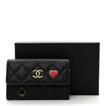 Chanel Caviar Quilted Enamel Coco Casino Flap Card Holder Wallet Black 9 of 9