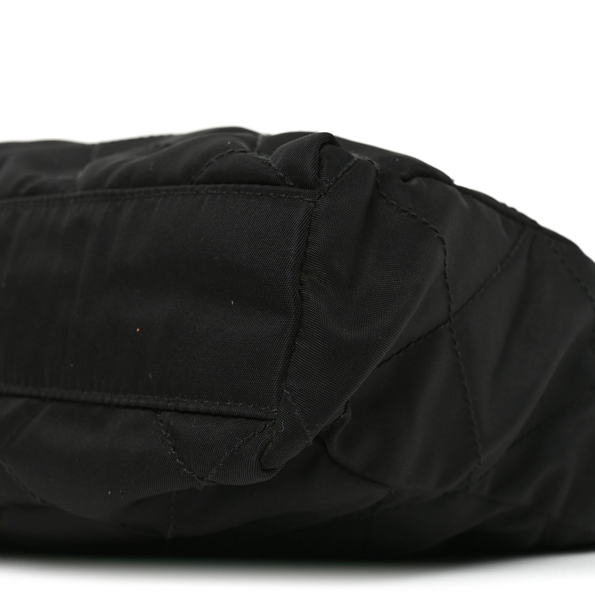Nylon Tessuto Impuntu Quilted Flap Shoulder Bag Black