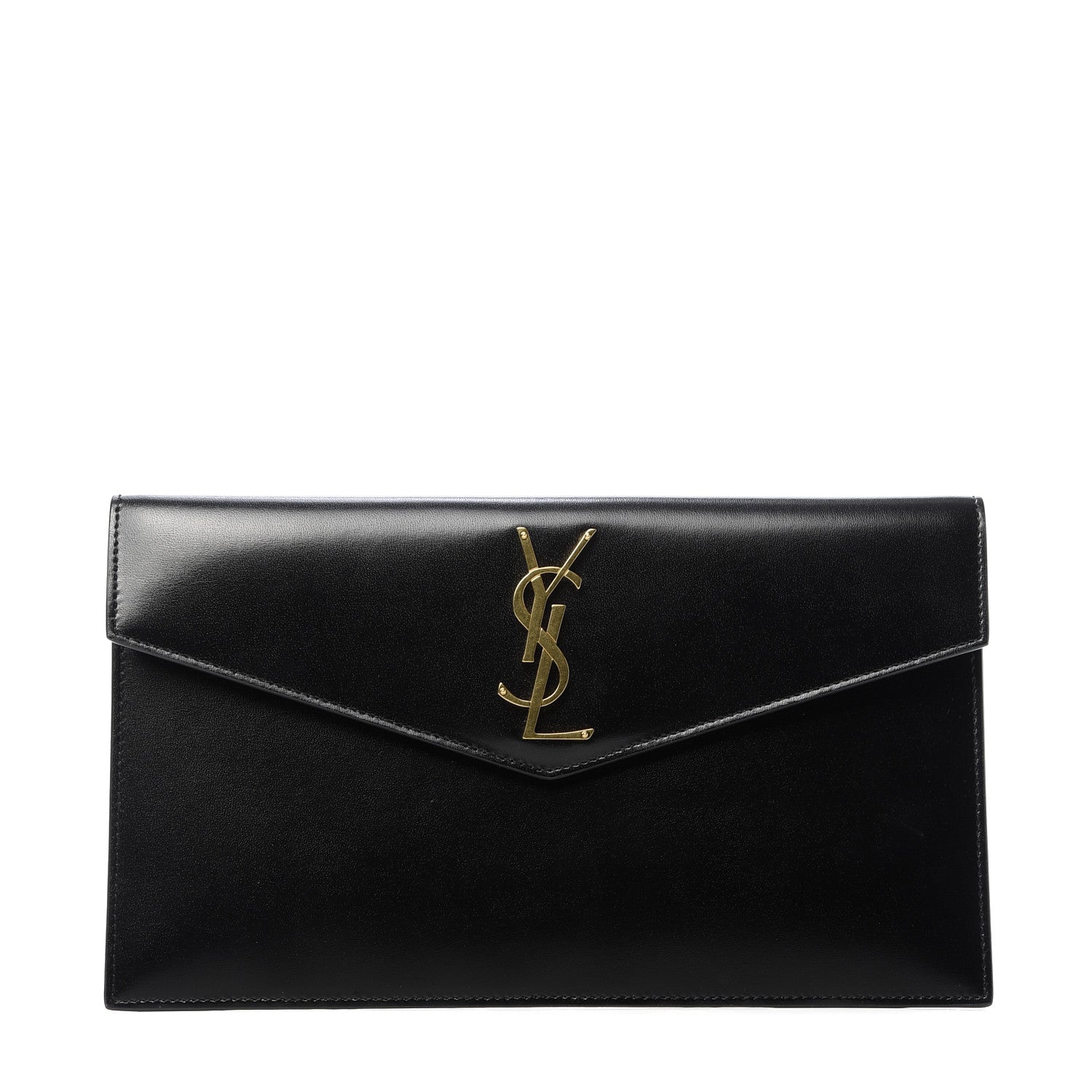 Saint Laurent Smooth Shiny Calfskin Monogram Uptown Pouch Black 1 of 10