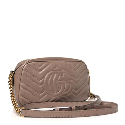 Gucci Calfskin Matelasse Small GG Marmont Chain Shoulder Bag Taupe 3 of 11