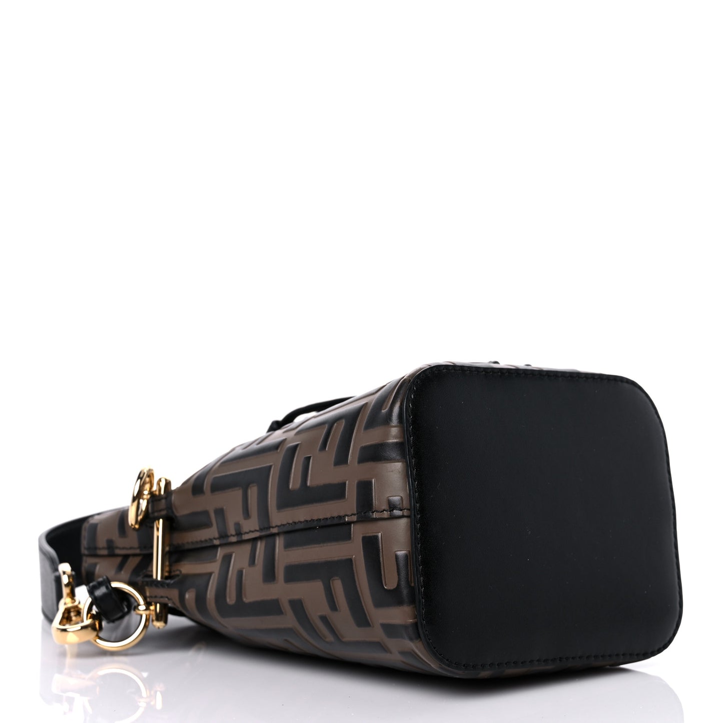 Vitello Liberty F is Fendi Bi-Color FF 1974 Embossed Mini Mon Tresor Bucket Bag Maya Black