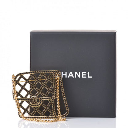Chanel Crystal Flap Bag Brooch Black Gold 5 of 5