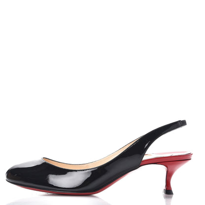 Christian Louboutin Patent Nombril 45 Pumps 39 Black Red 1 of 12