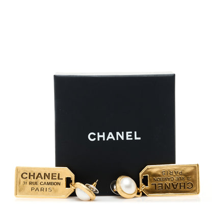 Chanel Pearl CC Tags Drop Earrings Gold 5 of 5