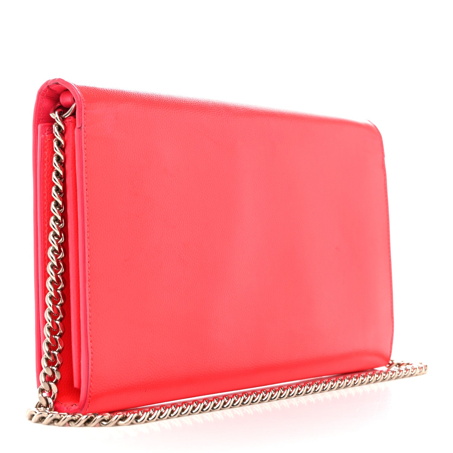Saint Laurent Grain de Poudre Classic Letters Chain Wallet Fuchsia 3 of 14