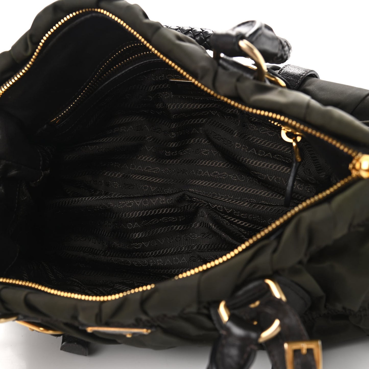 Tessuto Nylon Gaufre Shopping Satchel Fumo