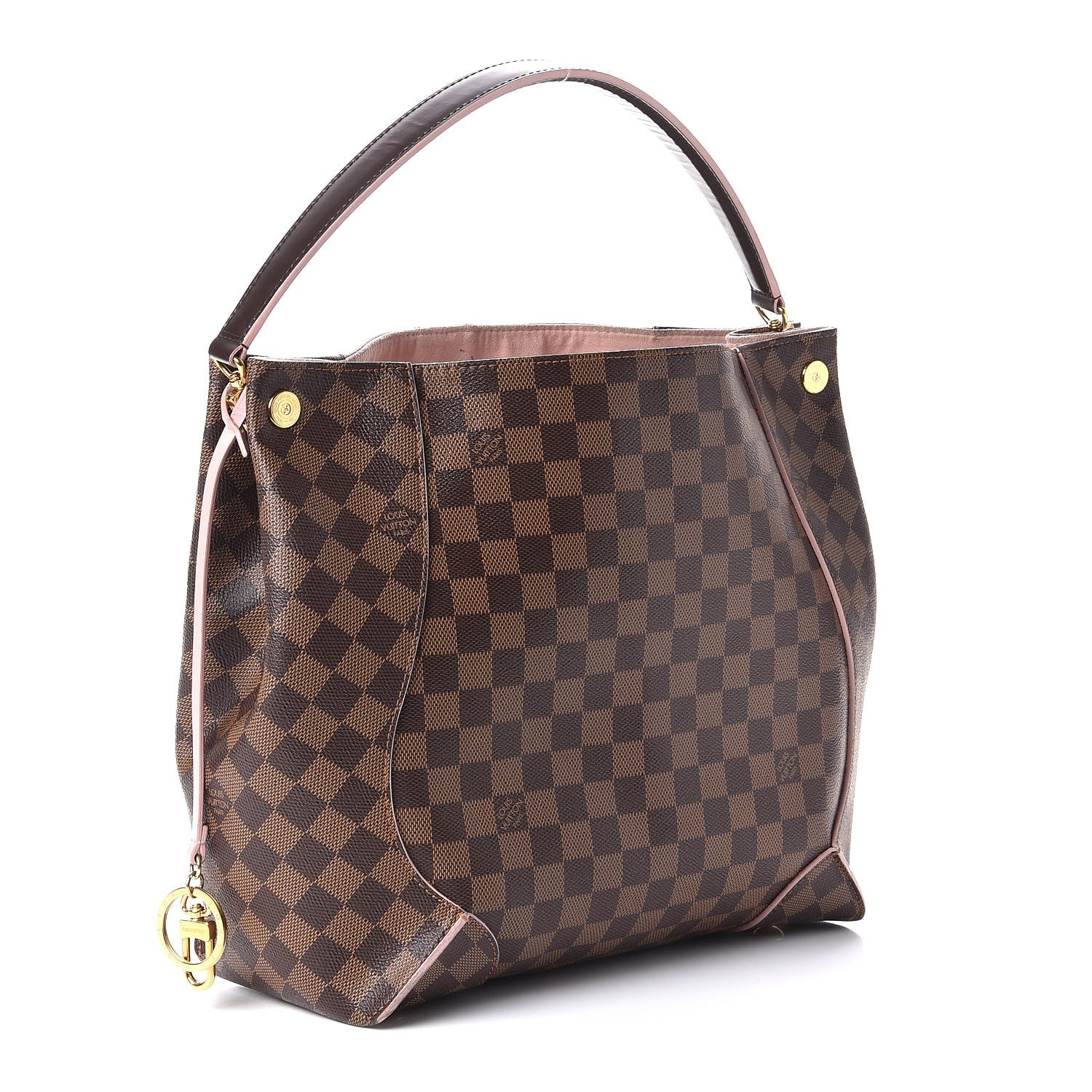 Louis Vuitton Damier Ebene Caissa Hobo Rose Ballerine 3 of 7