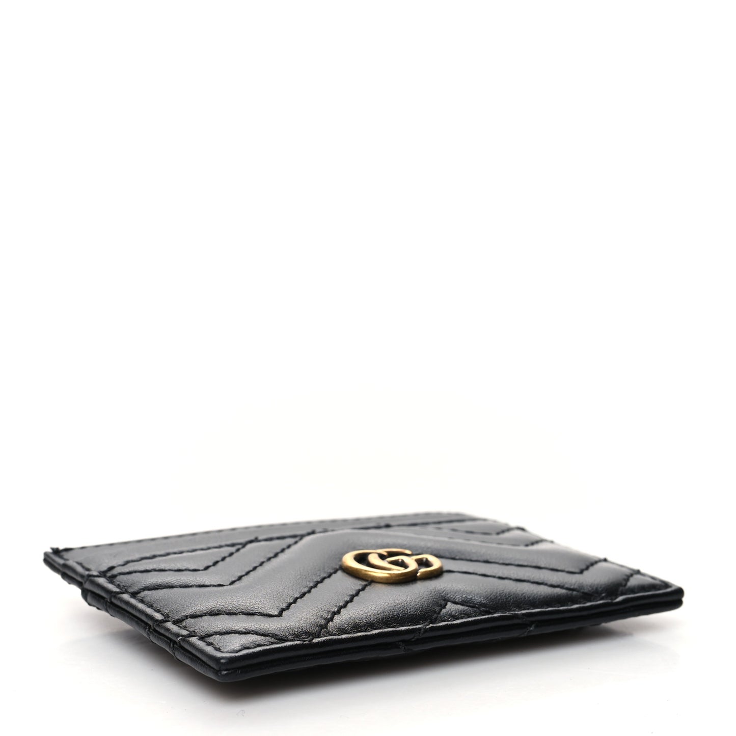 Calfskin Matelasse GG Marmont Card Holder Black