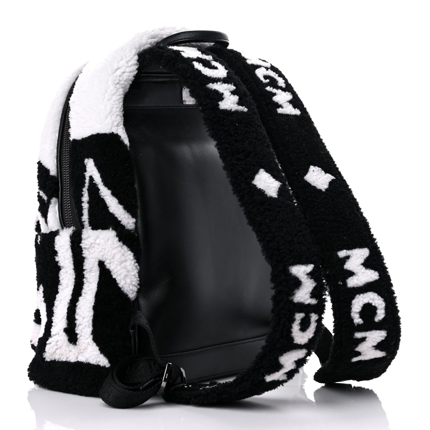 Shearling Contrast Logo Stark Backpack Black White