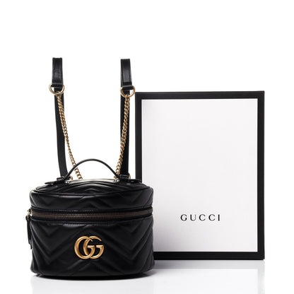 Gucci Calfskin Matelasse Mini GG Marmont Round Backpack Black 11 of 11